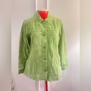 Y2K NWT BFA Classics Green Suede Women's Jacket size Petite Large